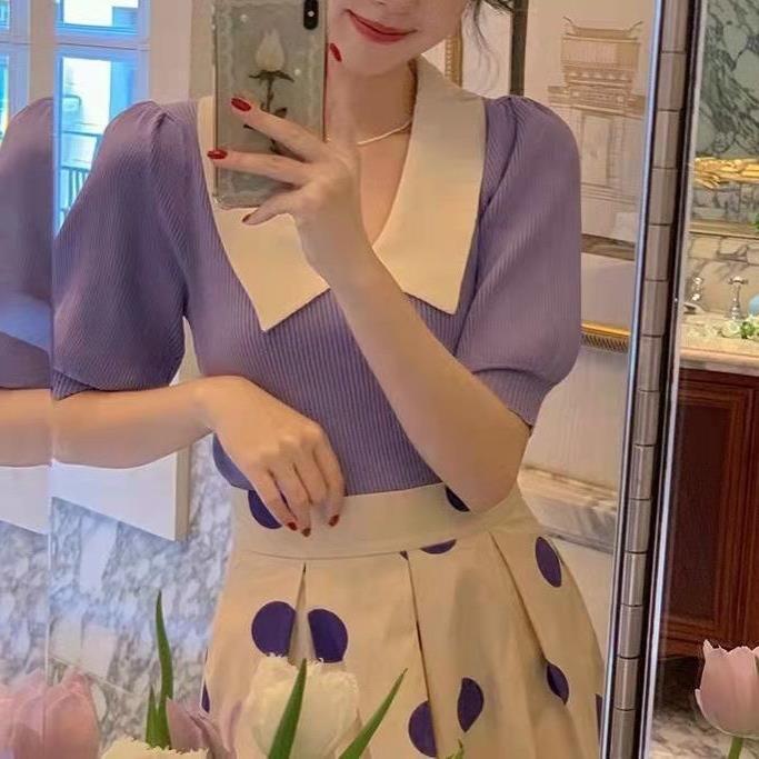 Fashion Puff Sleeve Knitwear Women's Top