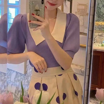 Fashion Puff Sleeve Knitwear Women's Top