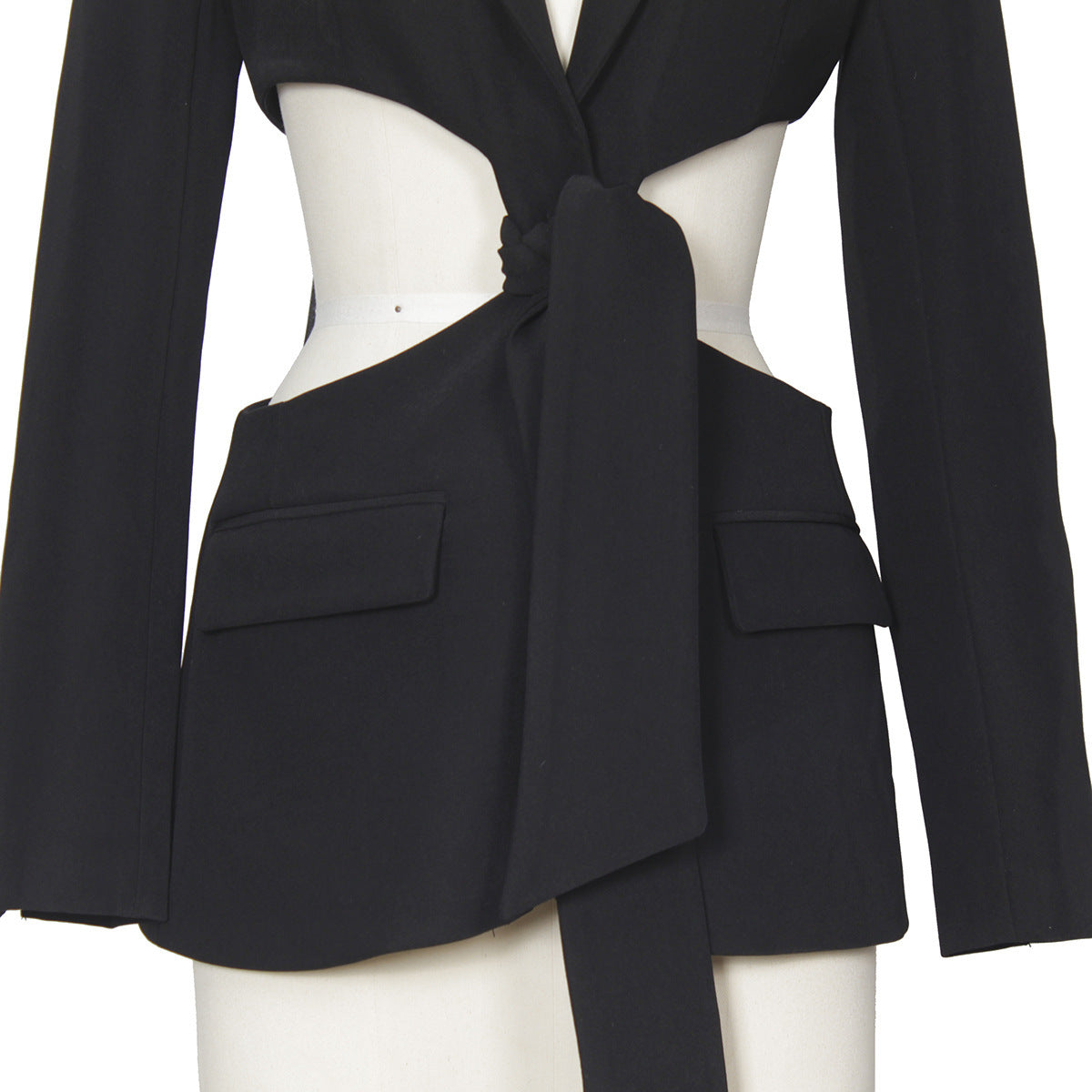 Women's High Street Style Hollowed Out Midriff Outfit Lace-up Small Suit Jacket