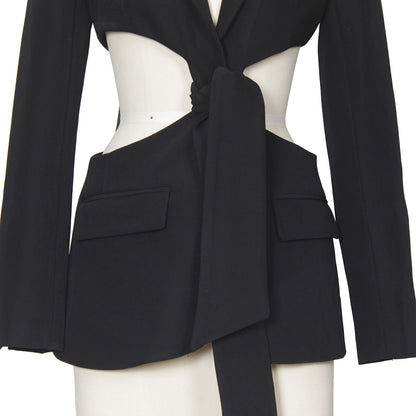 Women's High Street Style Hollowed Out Midriff Outfit Lace-up Small Suit Jacket