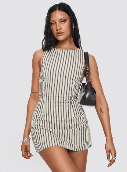 Round-neck Comfortable Casual Striped Sleeveless Dress