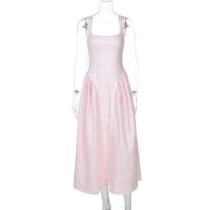 Fashion French Style Fresh European And American Strap Dress Women