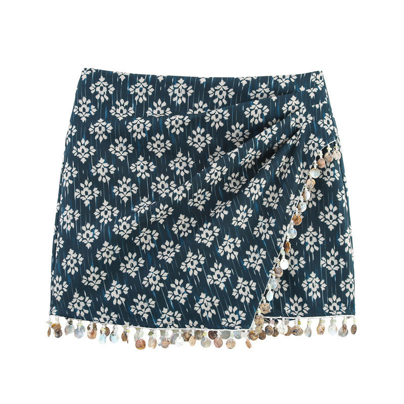 European And American Style Design Beaded Printed Culottes