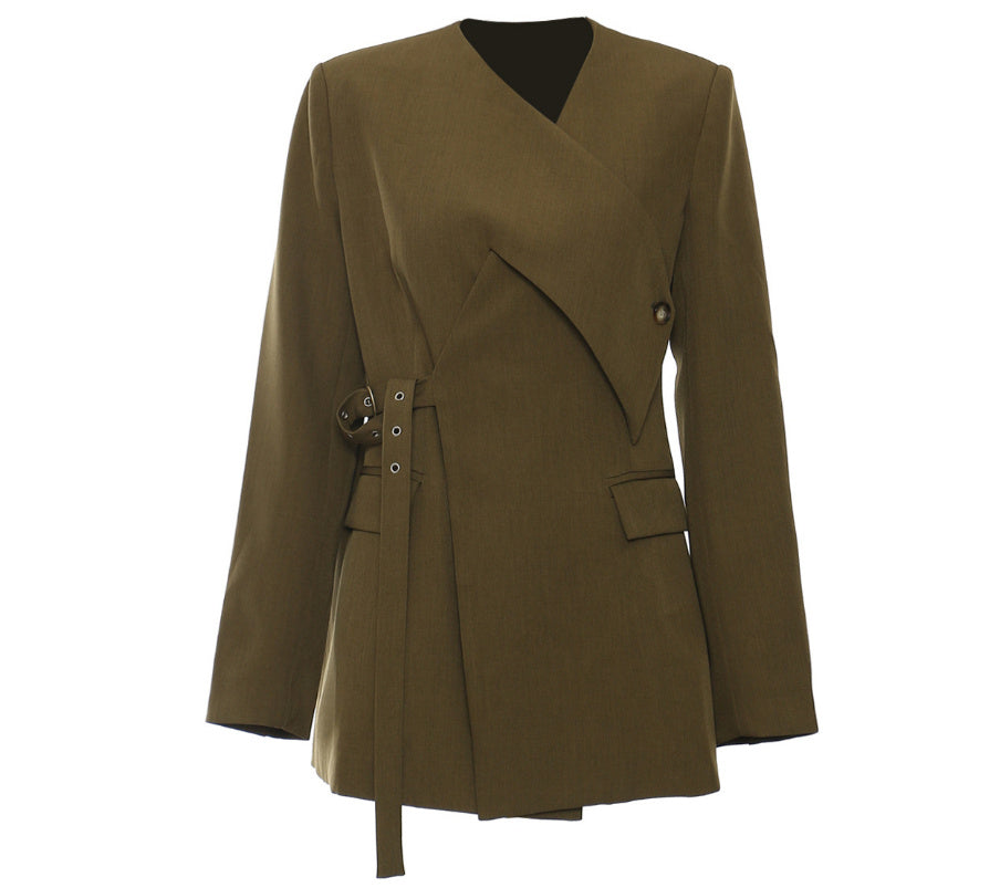 Irregular Cutting Heavy Industry Corns Waist-tight Suit Jacket