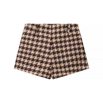 Women's Classic Style Plaid Top Shorts Suit