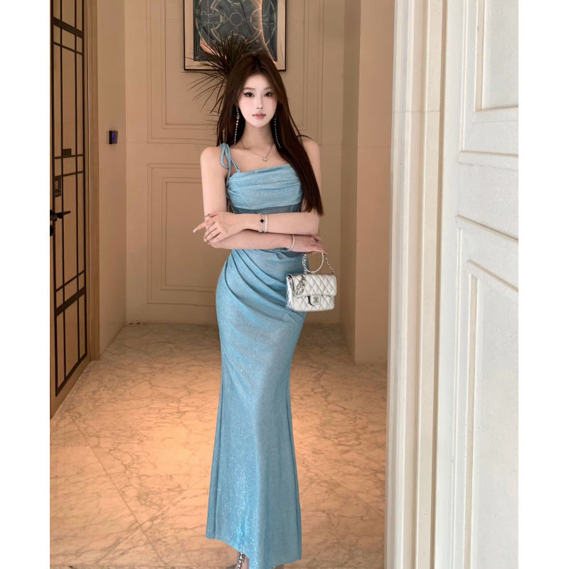 Sling Pleated Slim-fit Slim-fit Long Sling Fishtail Skirt