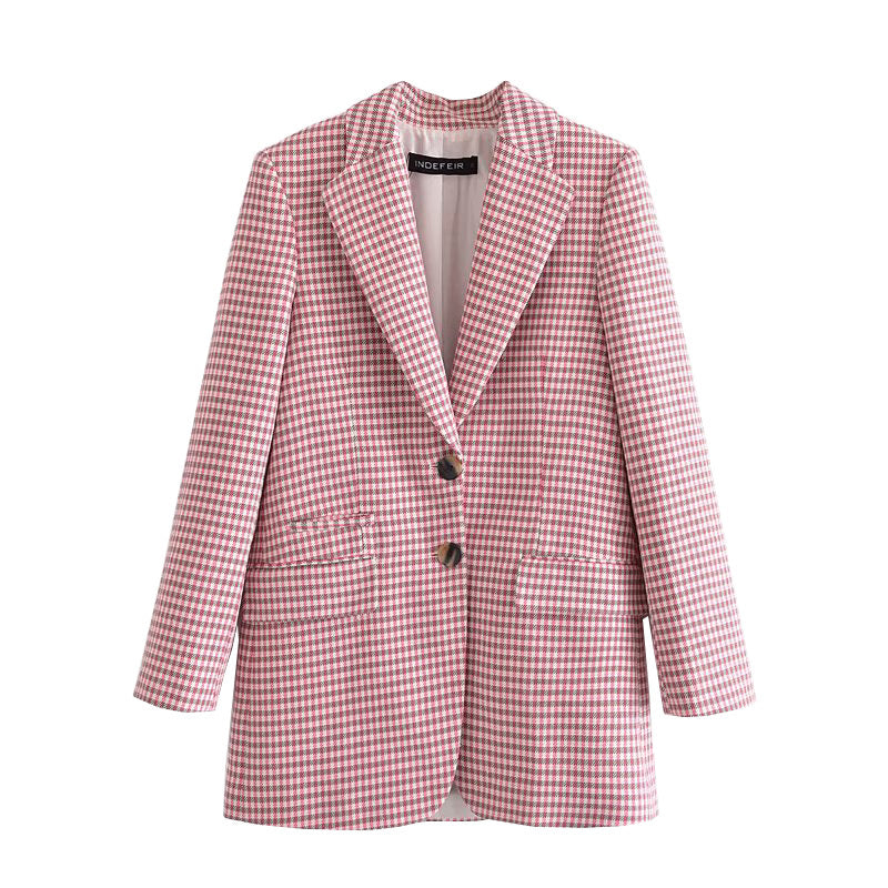 European And American Style New Fashion Houndstooth Casual Suit Jacket, Hakama