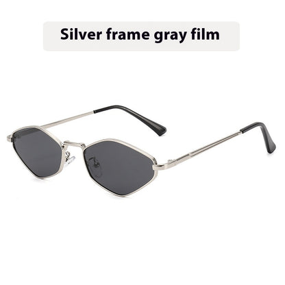 Cat Eye Metal Sunglasses Female Personality Polygon European And American Ins Small Frame