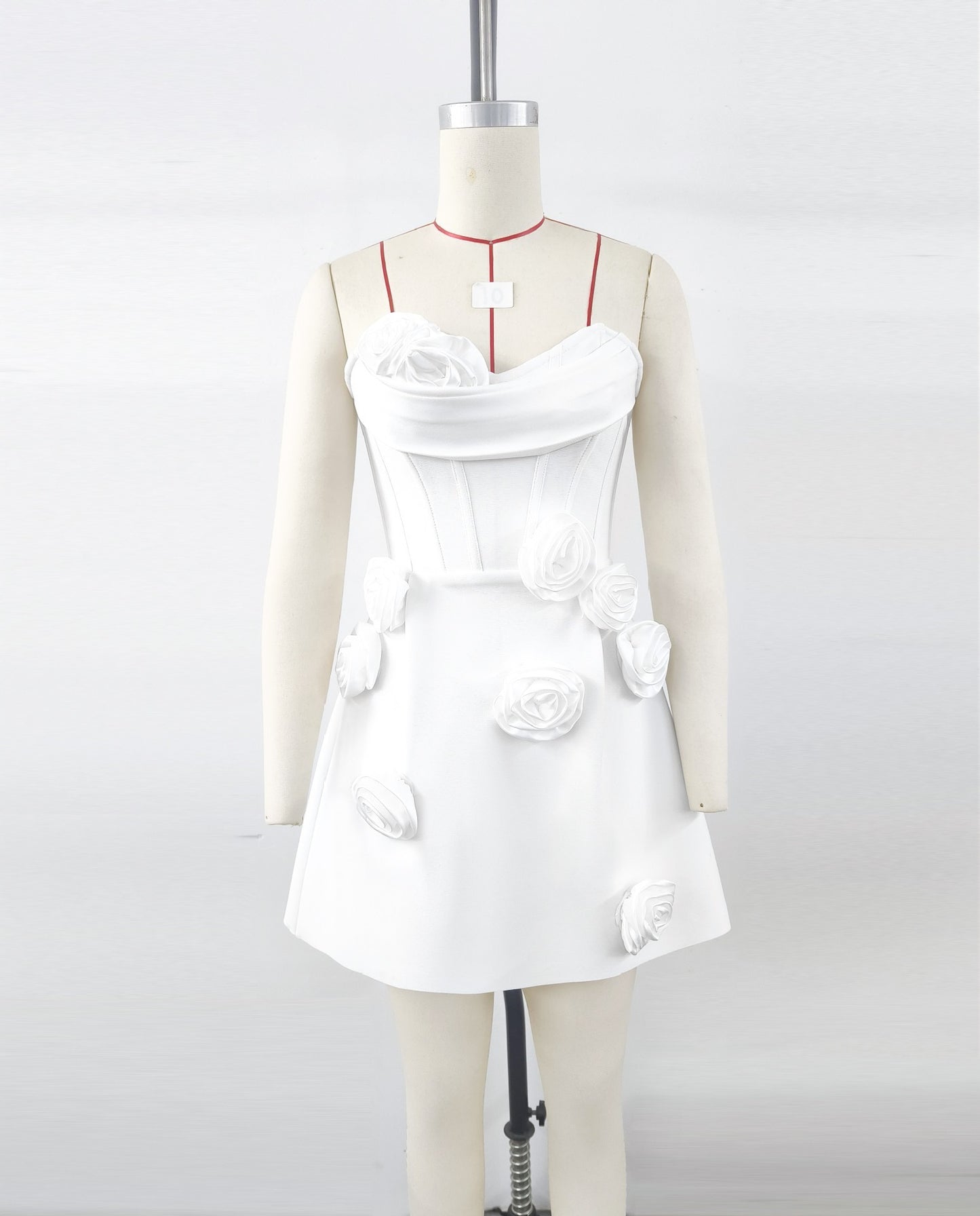 European And American Three-dimensional Flower Decoration Tight Strapless Bandage One-piece Dress