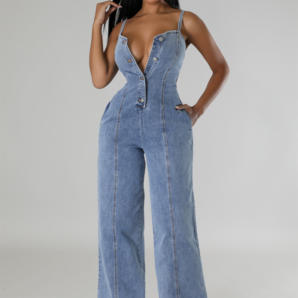 Women's Clothing Fashion Suspenders Denim Jumpsuit