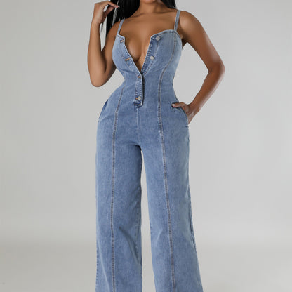 Women's Clothing Fashion Suspenders Denim Jumpsuit