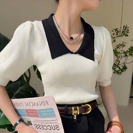 Fashion Puff Sleeve Knitwear Women's Top