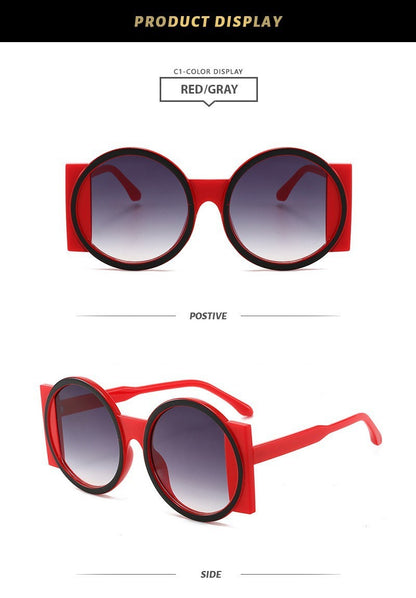 Round Large Frame Sunglasses Cool Contrast Color