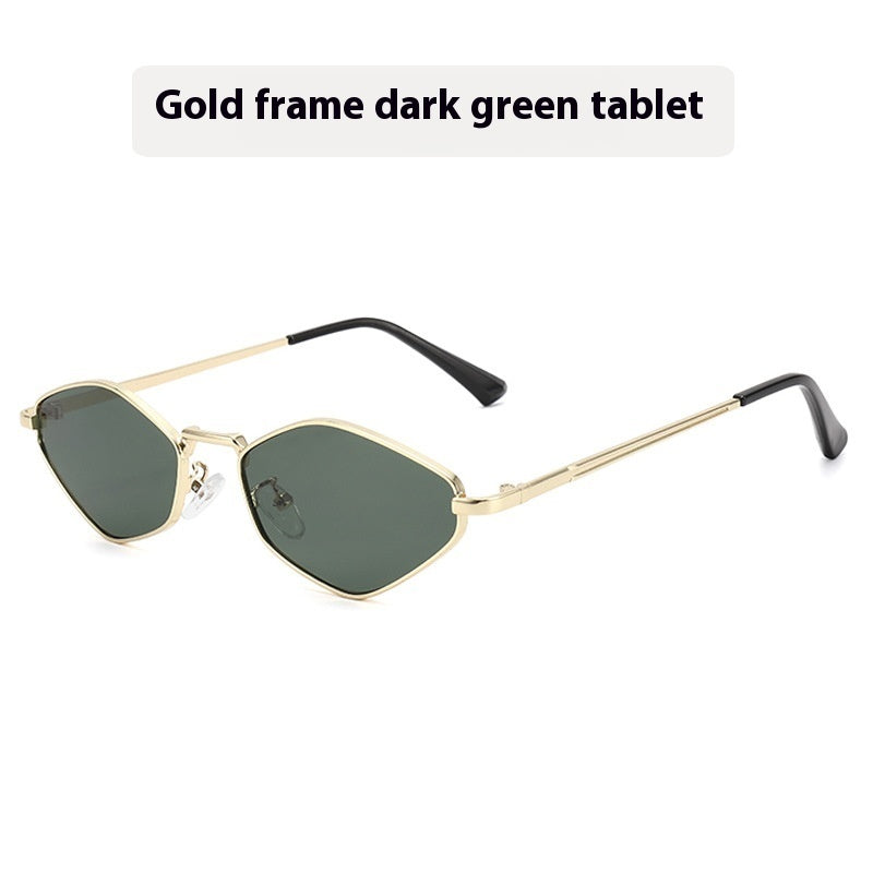 Cat Eye Metal Sunglasses Female Personality Polygon European And American Ins Small Frame