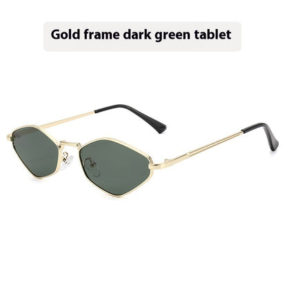 Cat Eye Metal Sunglasses Female Personality Polygon European And American Ins Small Frame