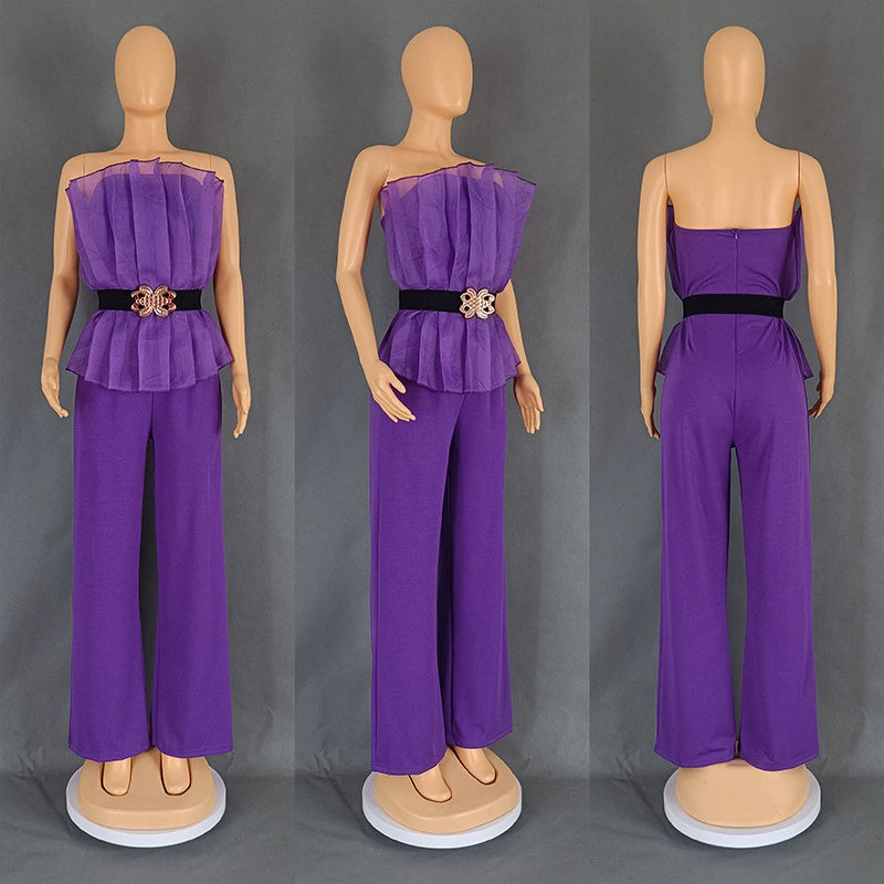 Fashion Solid Color Jumpsuit Sexy Off Shoulder Casual Suit