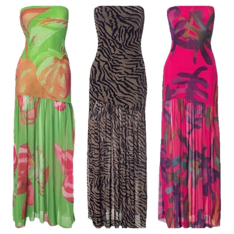 Sexy Hot Girl Tube Top Backless Mesh Dress