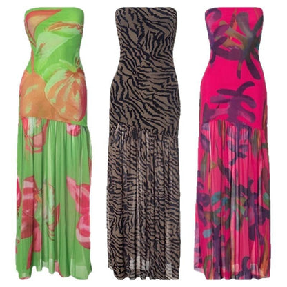 Sexy Hot Girl Tube Top Backless Mesh Dress