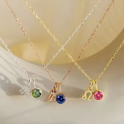 Stainless Steel Birthday Stone Necklace