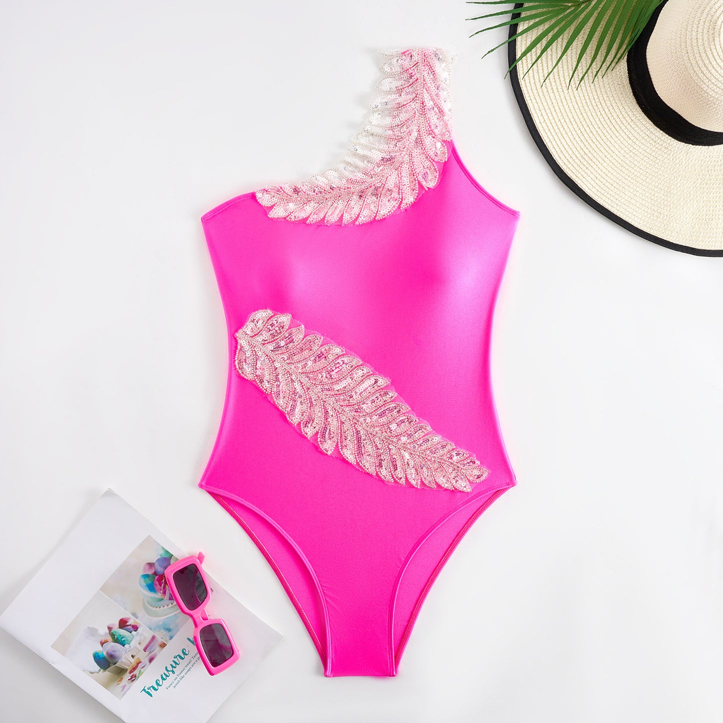 Women's Casual Solid Color Sexy Leaf Swimsuit