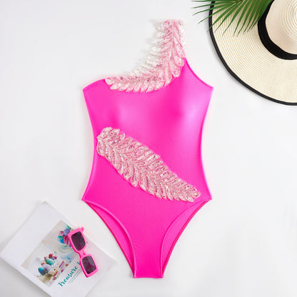 Women's Casual Solid Color Sexy Leaf Swimsuit