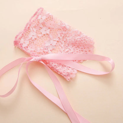 Embroidered Lace Underwear Backless Hollow-out Sexy 4 PCs Set