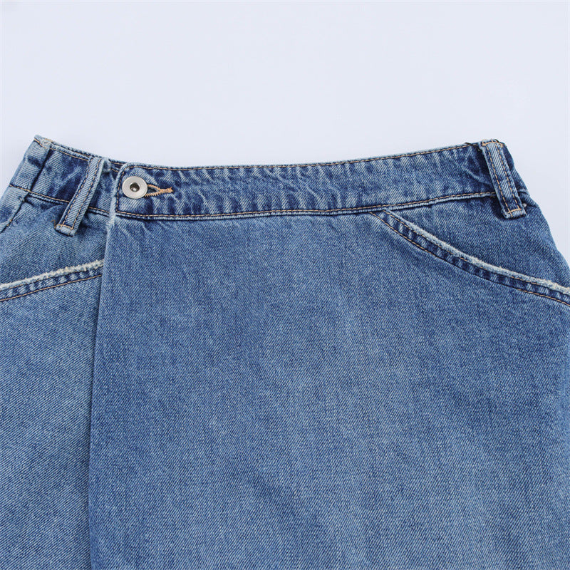 High Waist Denim Shorts Women's Design Temperament Slimming Hot Girl Culottes