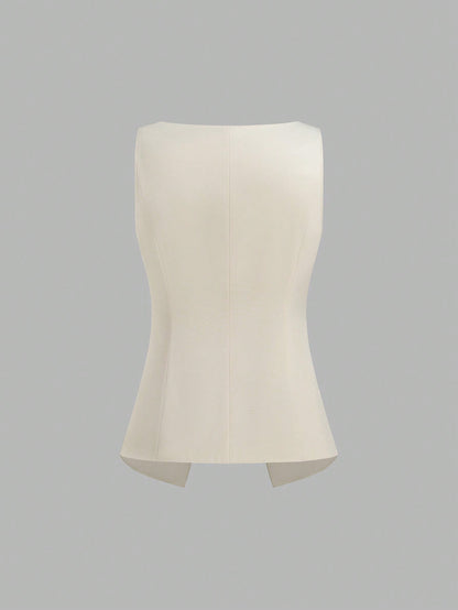 Women's Casual Minimalist Single-Breasted Cinched Waist Camisole, Summer