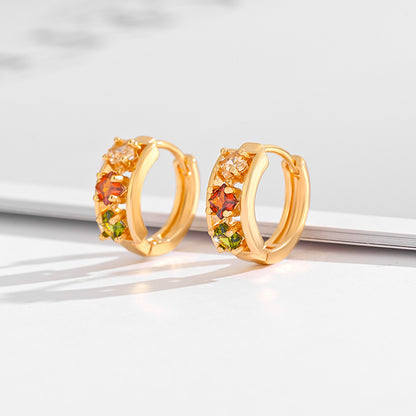 Fashion Multi-style Square Crystal Zircon Ornament Gold Plated Diamond Ear Ring