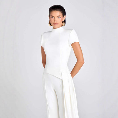 Draped Pants Sculpture Elegant Blouse And Pants Simple Female