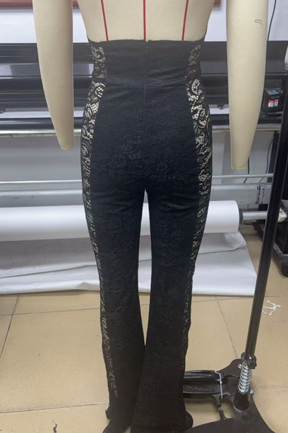 New Temperament Halter Black V-neck One-piece Trousers For Women