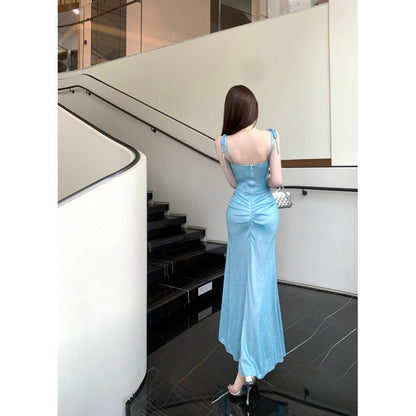 Sling Pleated Slim-fit Slim-fit Long Sling Fishtail Skirt