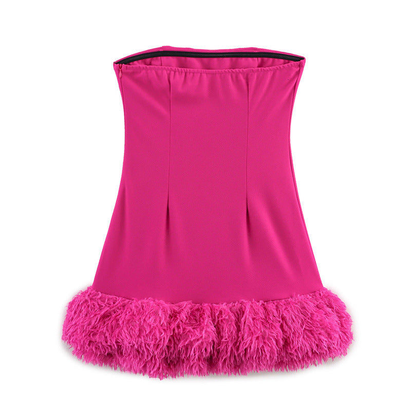 European And American Style Summer Solid Color Sexy Girly Style Tube Top Dress