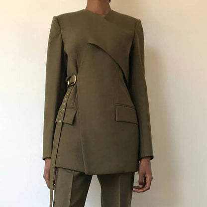 Irregular Cutting Heavy Industry Corns Waist-tight Suit Jacket